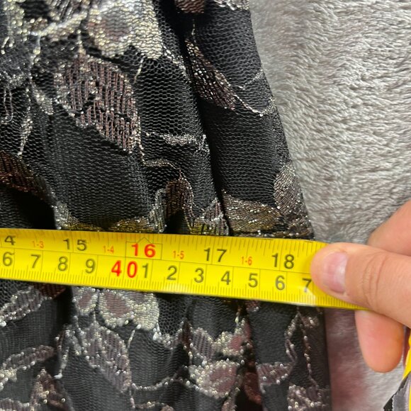 IGIGI Lace Dress Size 14/16 Maxi Black Floral Lined Made in USA - Picture 9 of 10